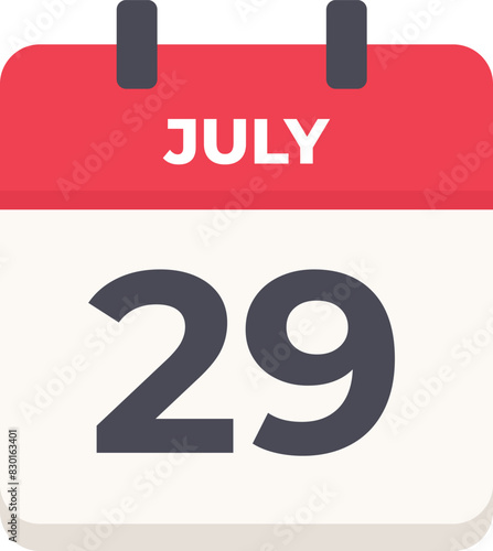 July 29 - Daily Calendar Icon in flat design style