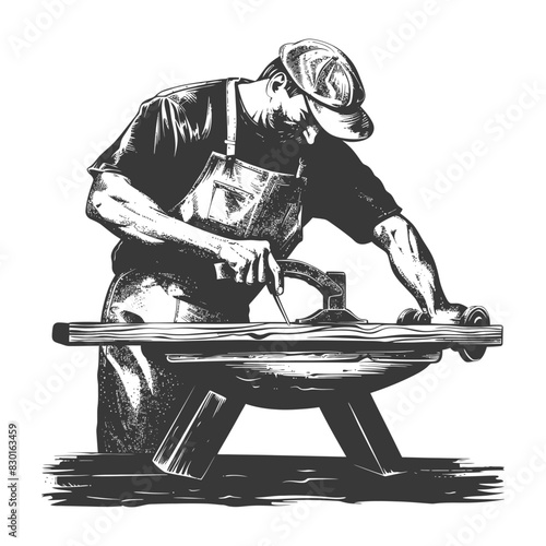 blacksmith in action full with engraving sketch style