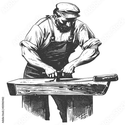 blacksmith in action full with engraving sketch style