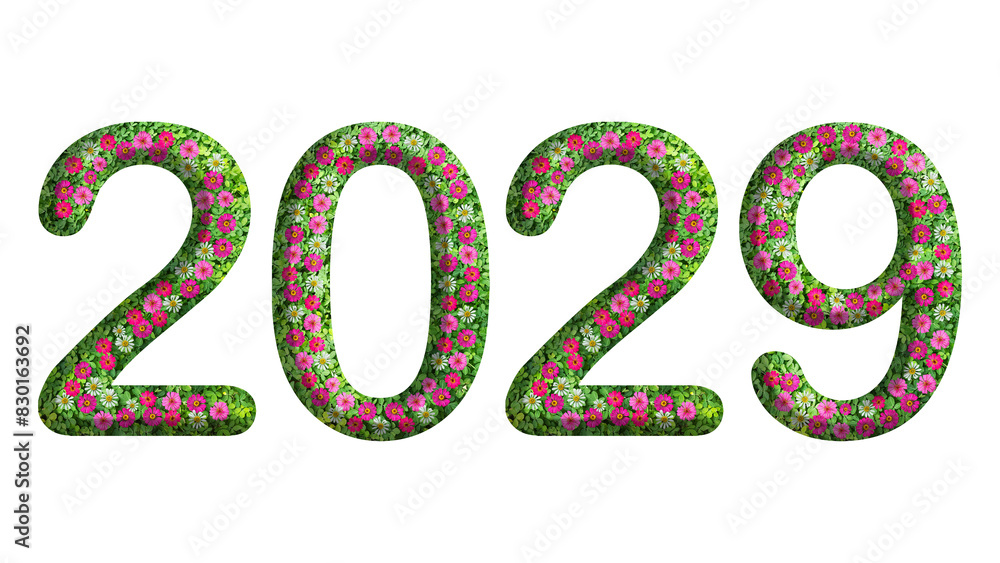 2029, 3d year theme design made from green grass and flower isolated on transparent background, PNG, suitable for template design
2029, 3d year theme design made from green grass and flower isolated on transparent background, PNG, suitable for template design
