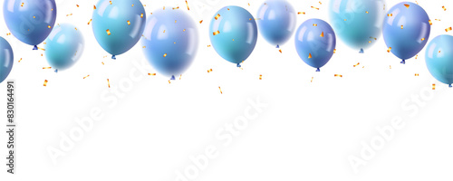 Happy Father day with blue balloons and gold confetti festive decoration background