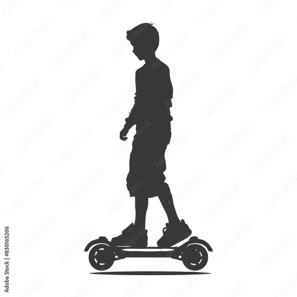 silhouette boy riding hoverboard full body black color only silhouette boy riding hoverboard full body black color only