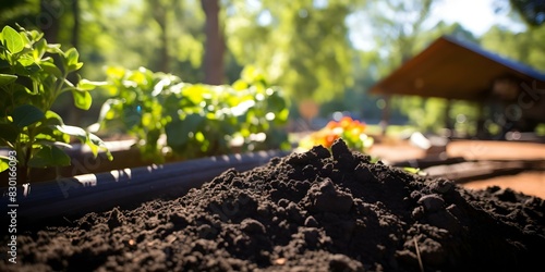 Biochar soil additive for carbon sequestration and environmental sustainability benefits. Concept Biochar, Soil Amendment, Carbon Sequestration, Environmental Sustainability, Agricultural Innovation photo