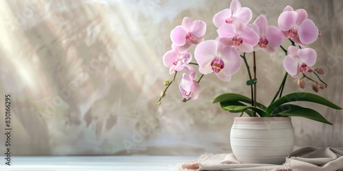 beautiful orchid pot in luxury hotel home interior decoration  ai