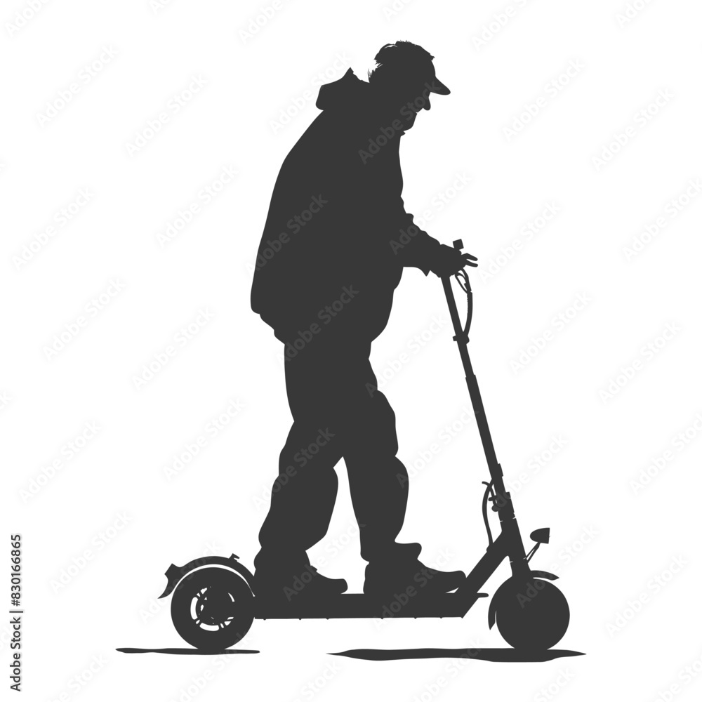 silhouette elderly man riding hoverboard black color only silhouette elderly man riding hoverboard black color only