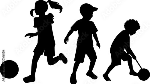 silhouettes of playing children