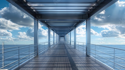A Stairs Lined Pier in an Abstract Perspective photo