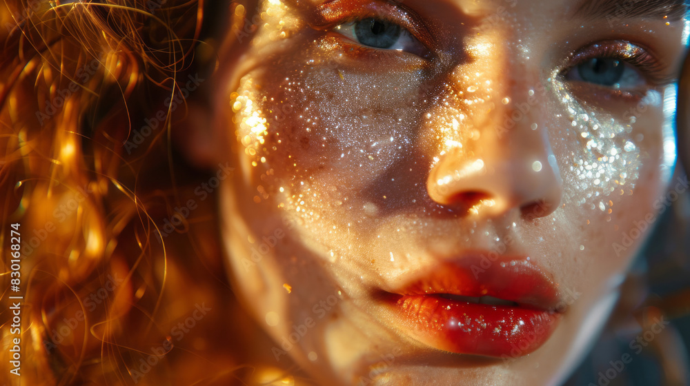 A fragile red-haired girl with brilliant, harmonious makeup A fragile red-haired girl with brilliant, harmonious makeup