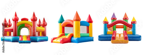 set of bouncy castle on a transparent background