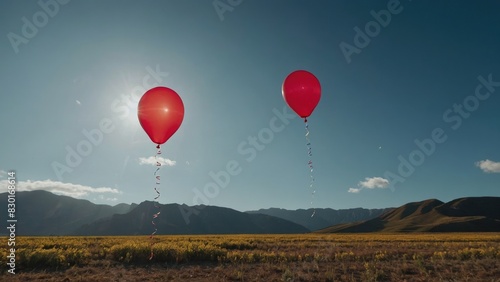 red air balloons in sky