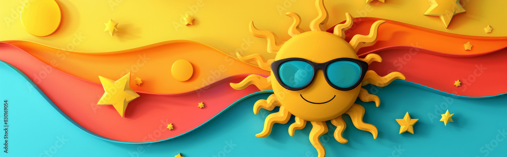 Fototapeta premium panorama of summer sun background