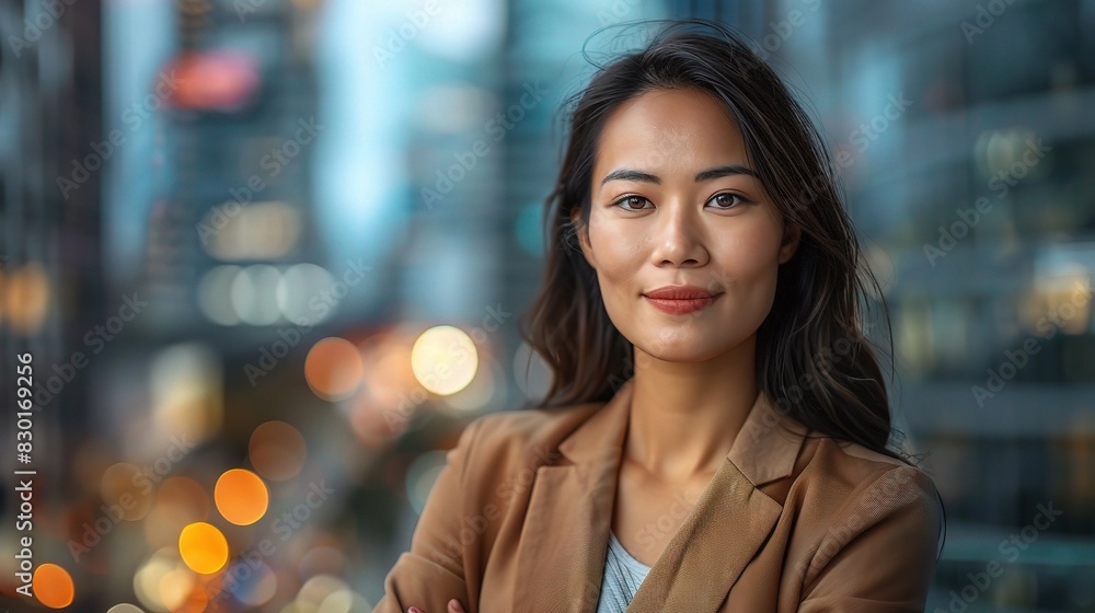 Obraz premium confident Asian woman professional portrait, the entrepreneur's ambition evident in her determined expression 