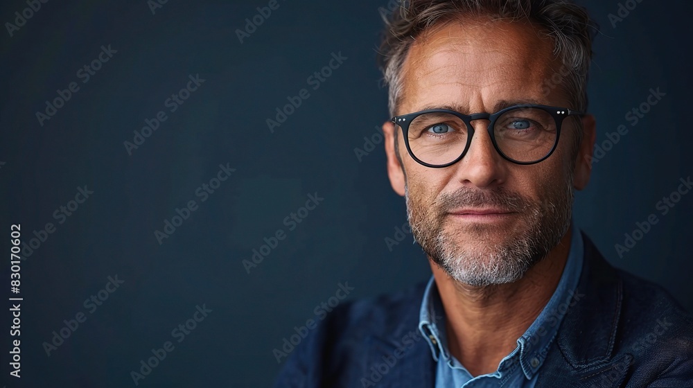 Fototapeta premium confident businessman portrait featuring a middle-aged man with glasses