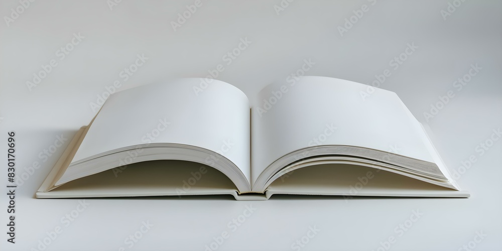 Fototapeta premium Mockup of a blank hardcover book on a white background. Concept Product Photography, Blank Hardcover Book, White Background, Mockup Display