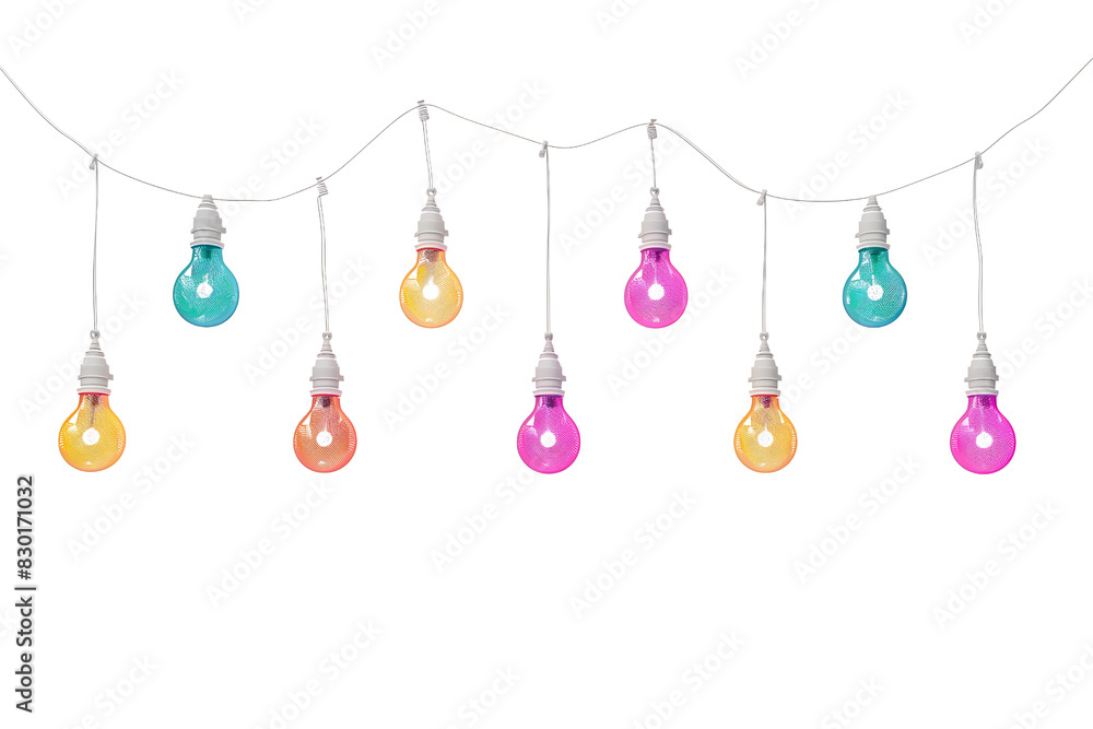 colorful string light hanging on a transparent background colorful string light hanging on a transparent background