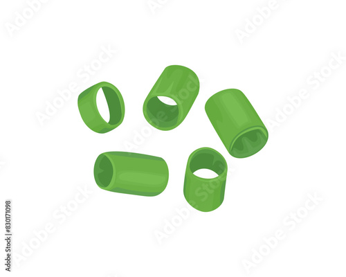 Cut green onion isolated on white background. Vector cartoon flat illustration. Food icon.
