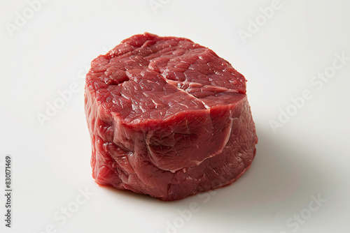 a piece of meat is sitting on a white surface