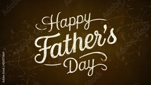Happy Father's Day card greeting poster banner template or lettering on brown background with mustache on it