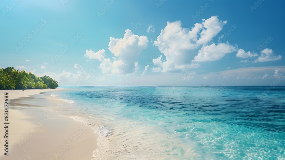 白い砂浜と美しい晴れた南国の風景