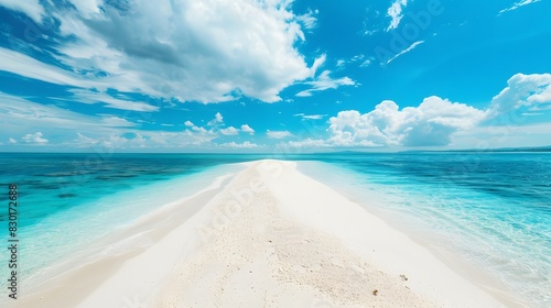 白い砂浜と美しい晴れた南国の風景
