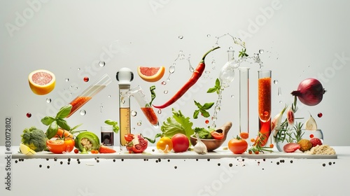 Science of Food: A mouth-watering image showcasing the chemistry and biology behind cooking and gastronomy.  photo