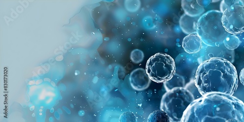 Microscopic view of body cells undergoing cellular therapy regeneration focusing on stem cell research. Concept Microscopic Imaging, Body Cells, Cellular Therapy, Stem Cell Research