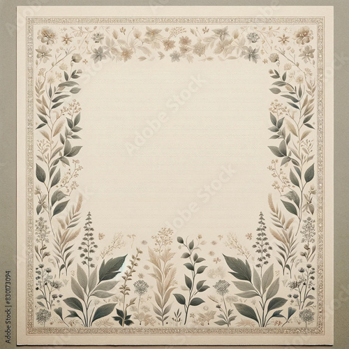 Elegant Vintage Floral Letterpaper Background with Classic European Aesthetic photo