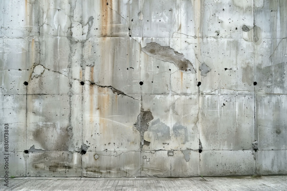 Fototapeta premium Fire hydrant surrounded by concrete wall with holes