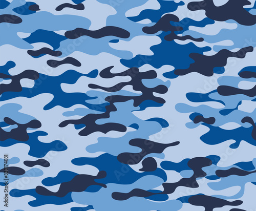 
texture blue camouflage classic seamless pattern, army background