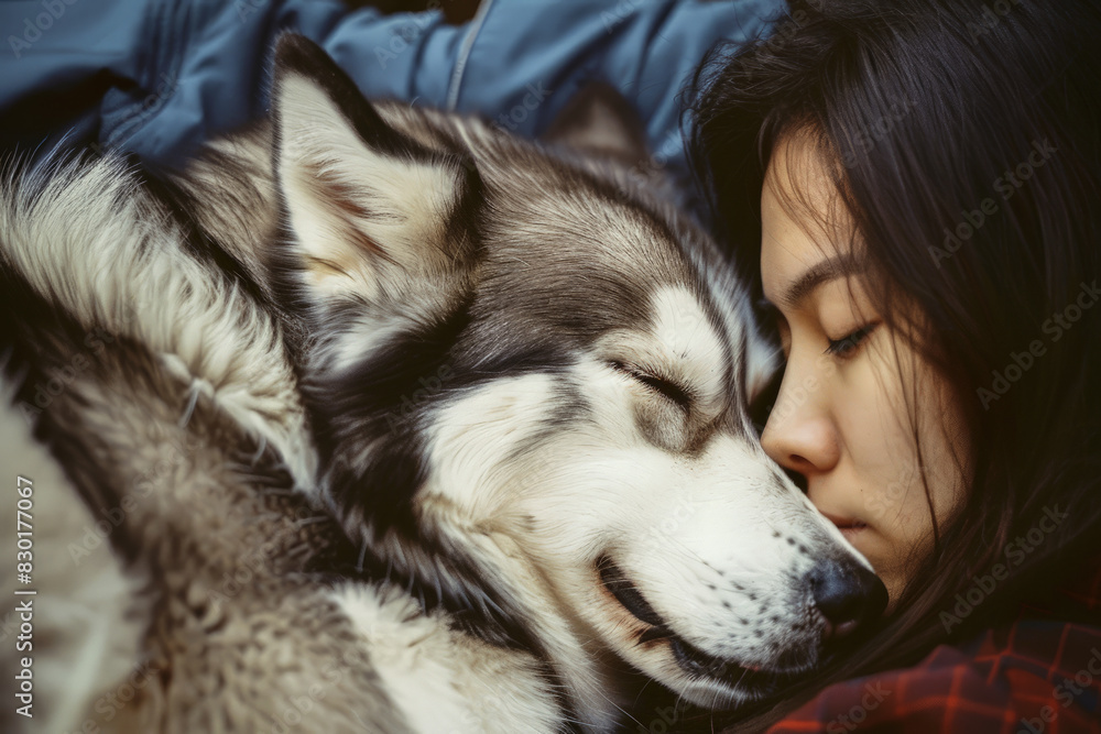 © ADDICTIVE STOCK - Woman and husky sharing a gentle moment. Generative AI image © ADDICTIVE STOCK - Woman and husky sharing a gentle moment. Generative AI image