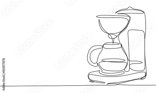 Drip Coffee Maker one line continuous. Line art Drip Coffee Maker. Hand drawn vector art.