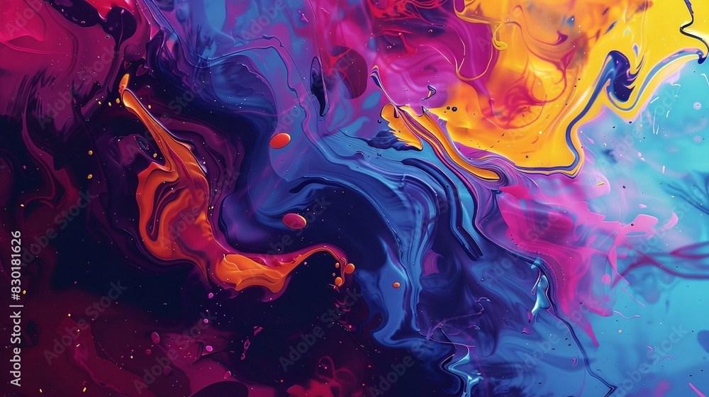 a colorful abstract painting with a black background