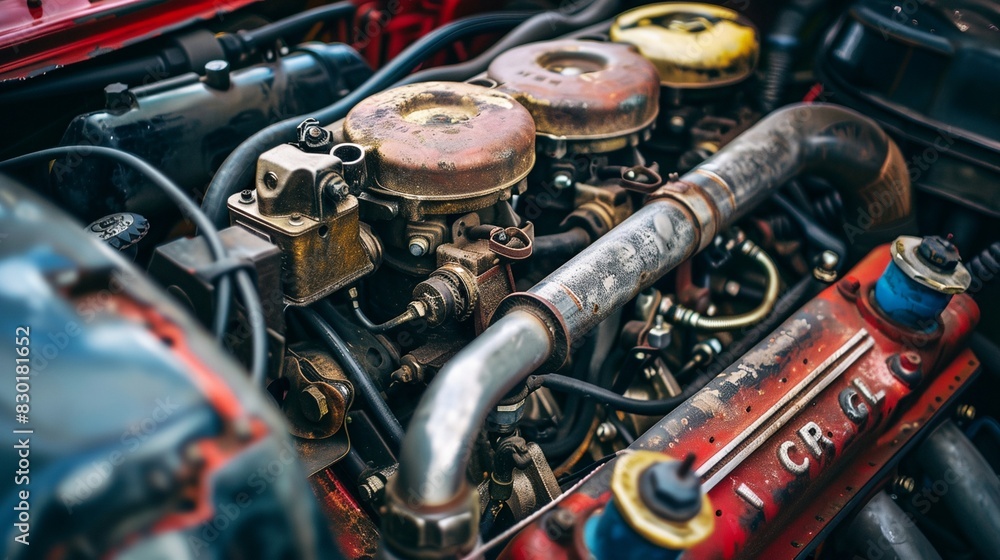 a close up of a car engine a close up of a car engine
