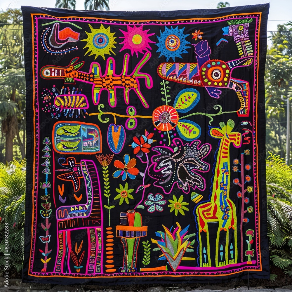 Obraz premium Guna Yala Heritage Unveiled Vibrant Panama Mola Tapestry 