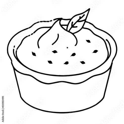 Classic Creme Brulee Vector Illustration -  French dessert with caramelized sugar crust, custard filling