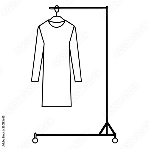 Minimalist Clothes Horse with Hanging Dress Vector