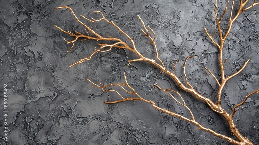 Obraz premium Old wooden branches on the background of a plastered wall, crystal.