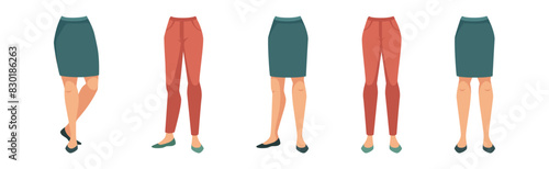 Woman Legs as Character Constructor with Separated Body Part Vector Set