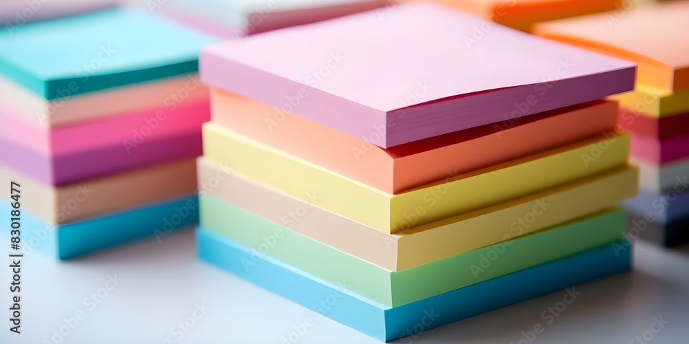 Bright sticky notes on a white background. Concept Photography, Bright Colors, Office Supplies, Stationery, Creativity Bright sticky notes on a white background. Concept Photography, Bright Colors, Office Supplies, Stationery, Creativity