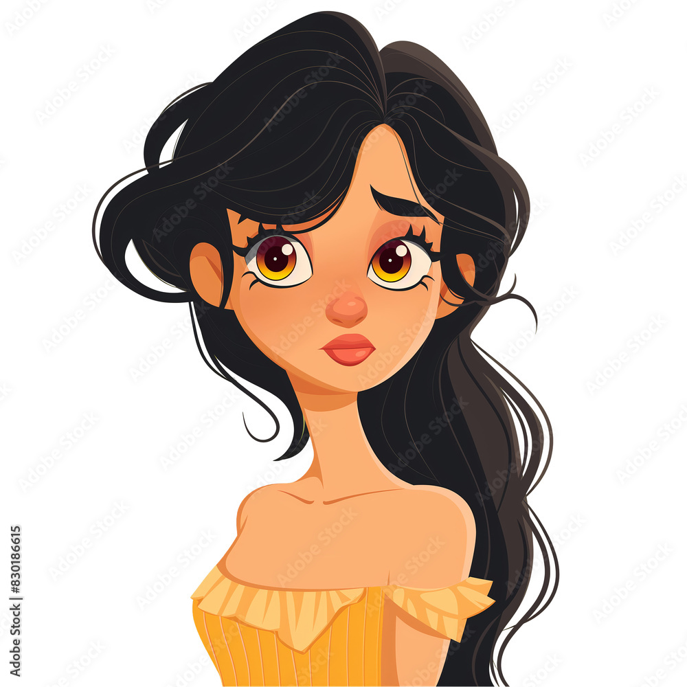 latina girl with black hair . Clipart PNG image . Transparent background . Cartoon vector style latina girl with black hair . Clipart PNG image . Transparent background . Cartoon vector style