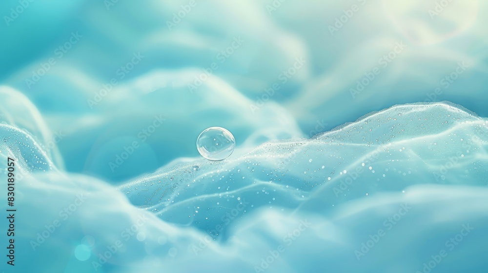 A tight shot of a soap bubble drifting in the air against a backdrop of white clouds and a blue sky Sunlight illuminates the tops of nearby bubbles in the foreground A tight shot of a soap bubble drifting in the air against a backdrop of white clouds and a blue sky Sunlight illuminates the tops of nearby bubbles in the foreground