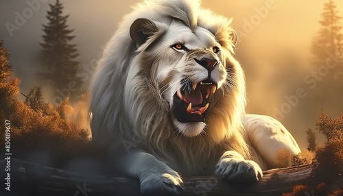 A big angry lion photo