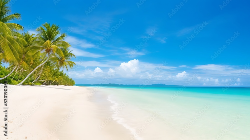 Beautiful sunny summer landscape with white sand beach Beautiful sunny summer landscape with white sand beach