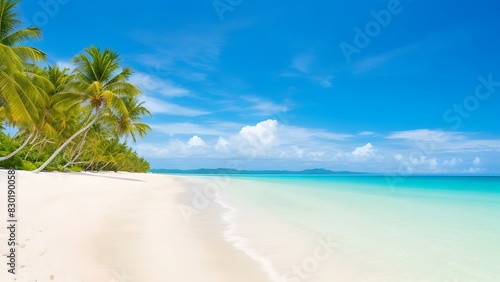 Beautiful sunny summer landscape with white sand beach