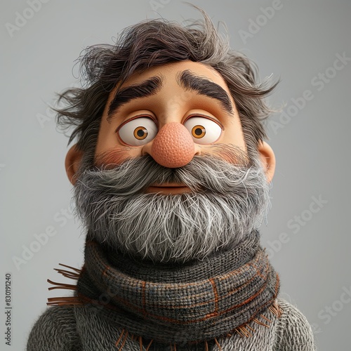 Humorous Character Old Man With A Beard. Illustration On The Theme Of Cartoons And Humor.  Generative AI	

