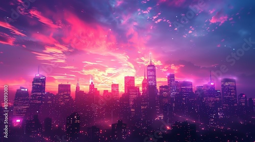 Wallpaper Mural Show a low-angle view of a city skyline glowing in vibrant asexual flag colors Torontodigital.ca