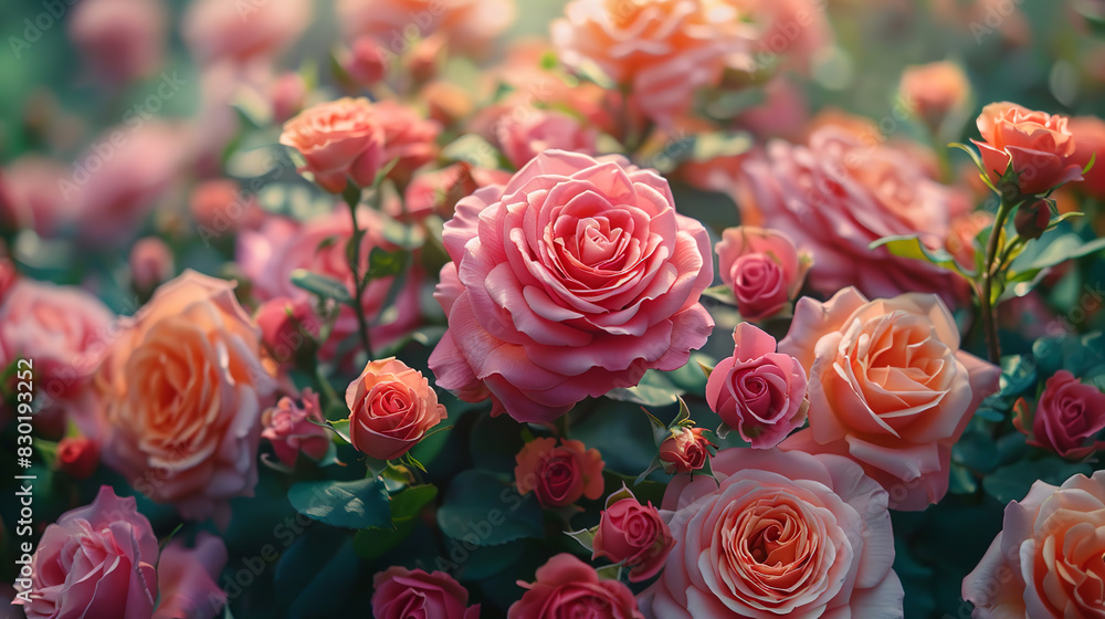 Naklejka premium a large pile of multi-colored roses