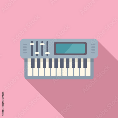 Vector graphic of a modern synthesizer on a pink background, ideal for musicrelated designs