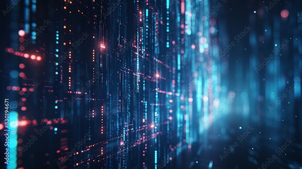 A dark blue and red abstract background with central lines and dots, overlaid on a red and blue dotted black backdrop A dark blue and red abstract background with central lines and dots, overlaid on a red and blue dotted black backdrop