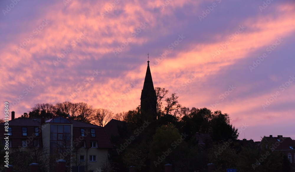 Obraz premium Eggesin, Silhouette zum Sonnenuntergang
